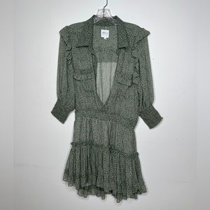 Misa Enya Green and cream dress, M